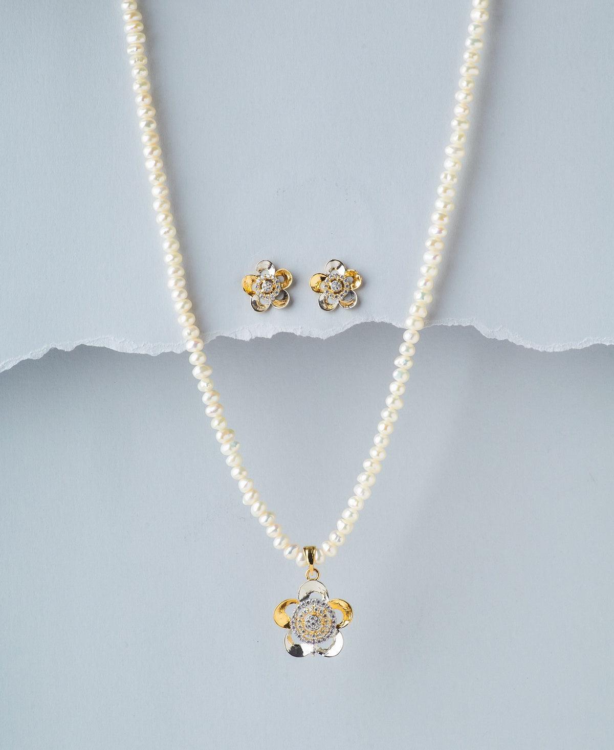 Floral Real Pearl Necklace Set - Chandrani Pearls