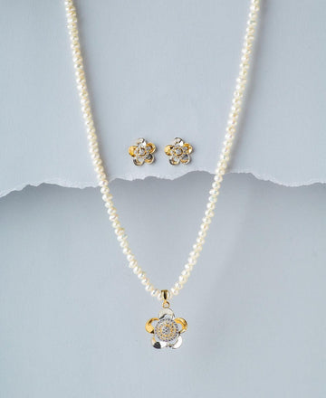 Floral Real Pearl Necklace Set - Chandrani Pearls