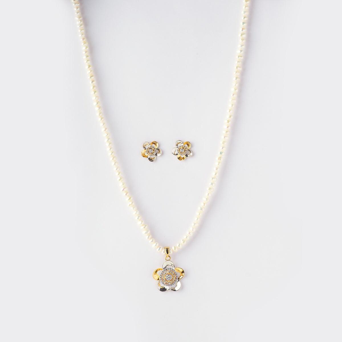 Floral Real Pearl Necklace Set - Chandrani Pearls