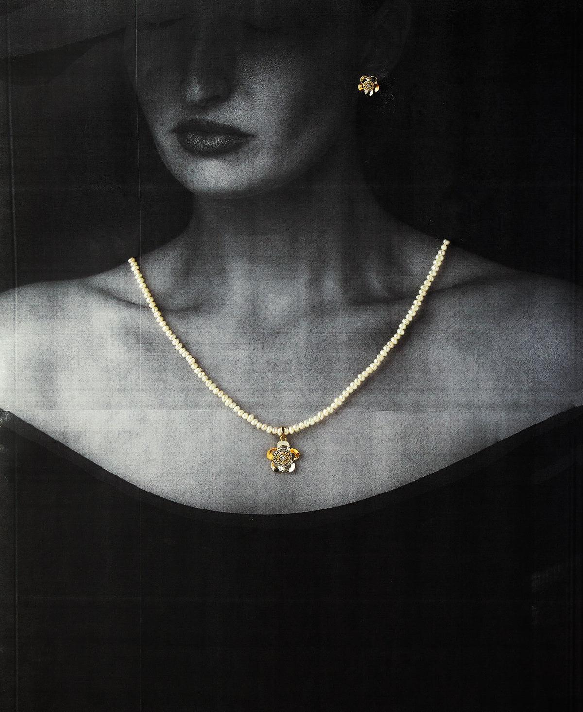 Floral Real Pearl Necklace Set - Chandrani Pearls
