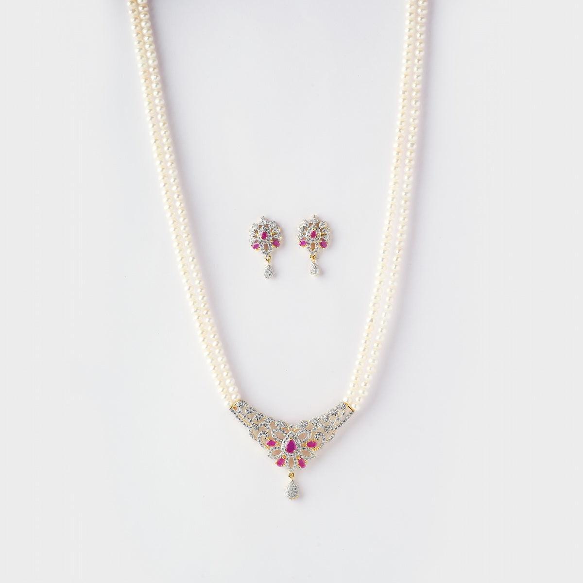 Floral Real Pearl Necklace Set - Chandrani Pearls