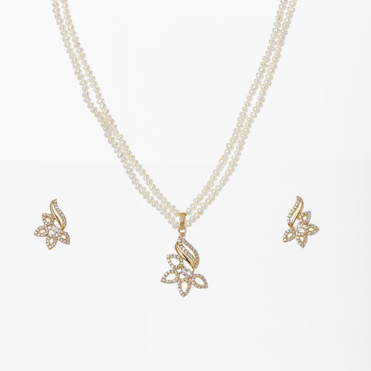 Floral Real Pearl Necklace Set - Chandrani Pearls