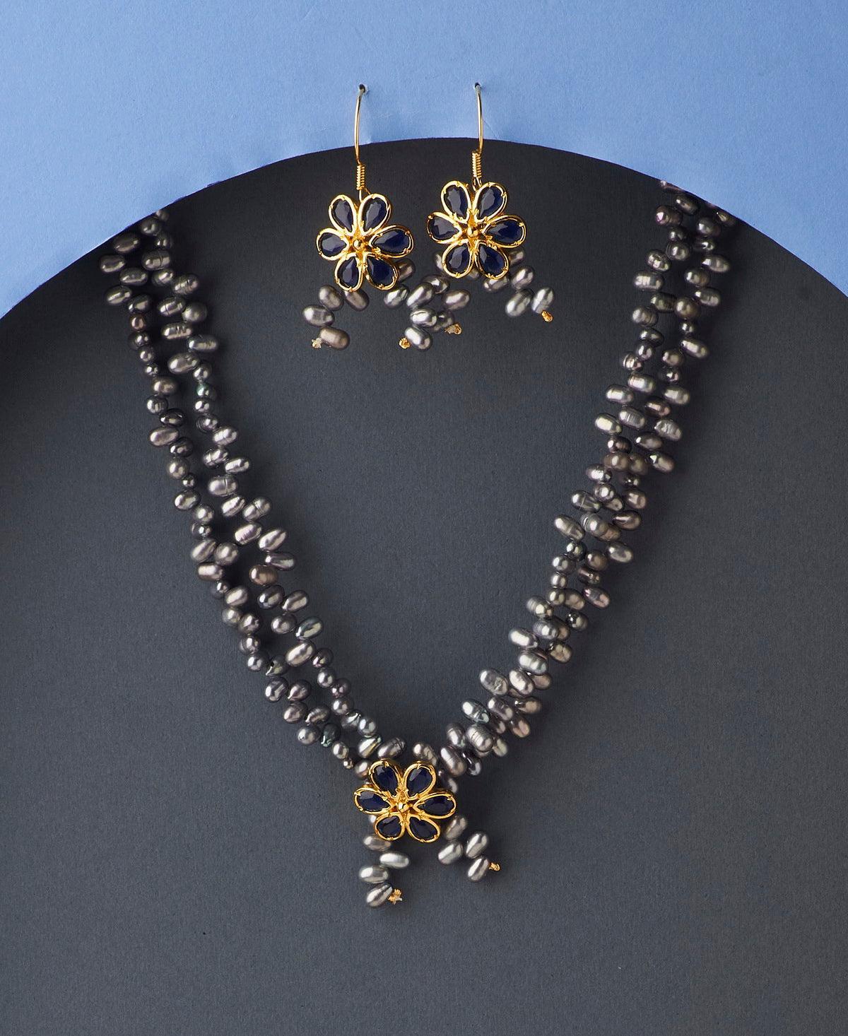 Floral Real Pearl Necklace Set - Chandrani Pearls