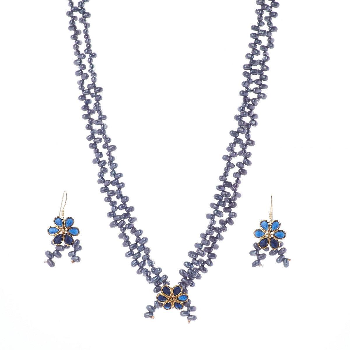Floral Real Pearl Necklace Set - Chandrani Pearls
