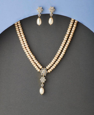 Floral Real Pearl Necklace Set - Chandrani Pearls
