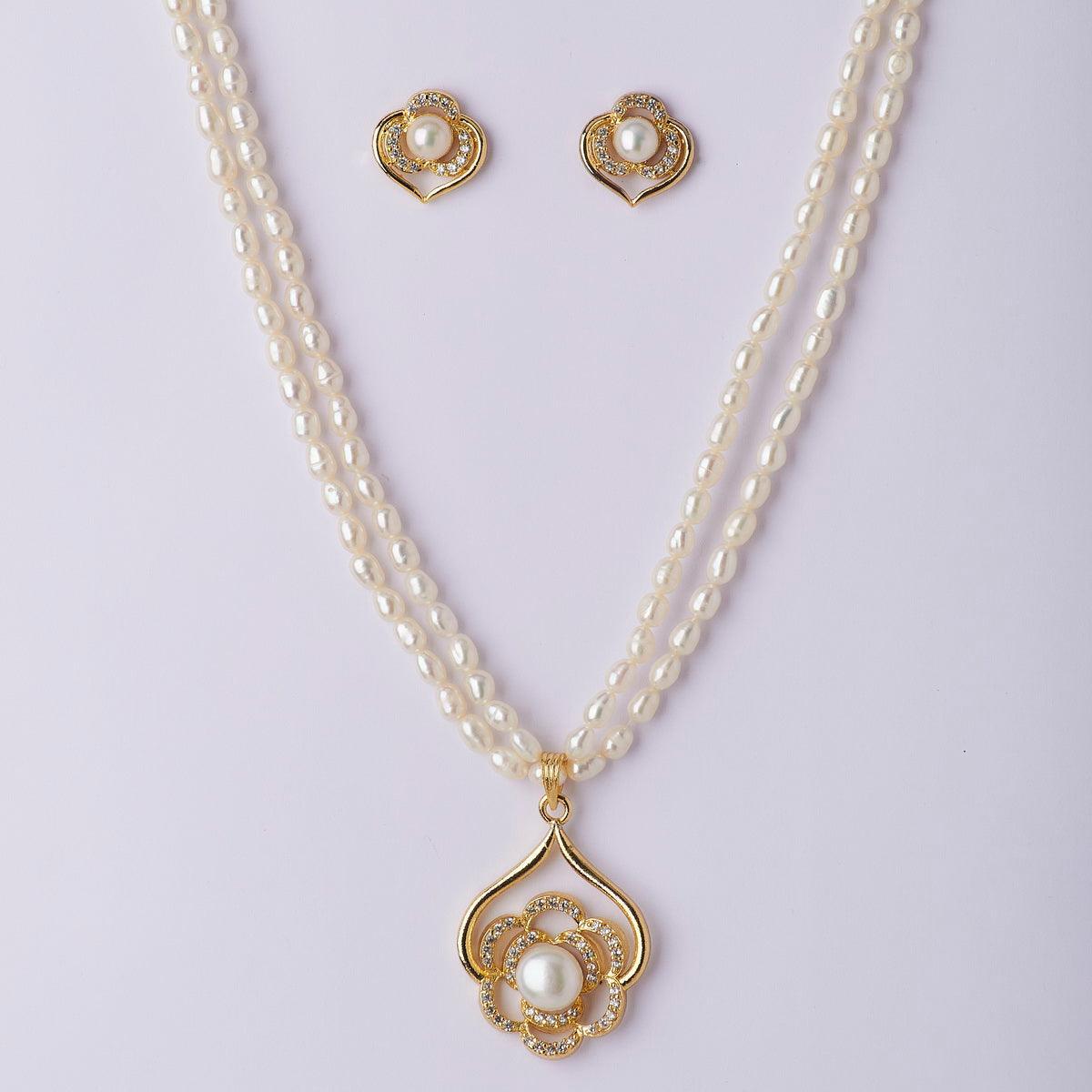 Floral Real Pearl Necklace Set - Chandrani Pearls