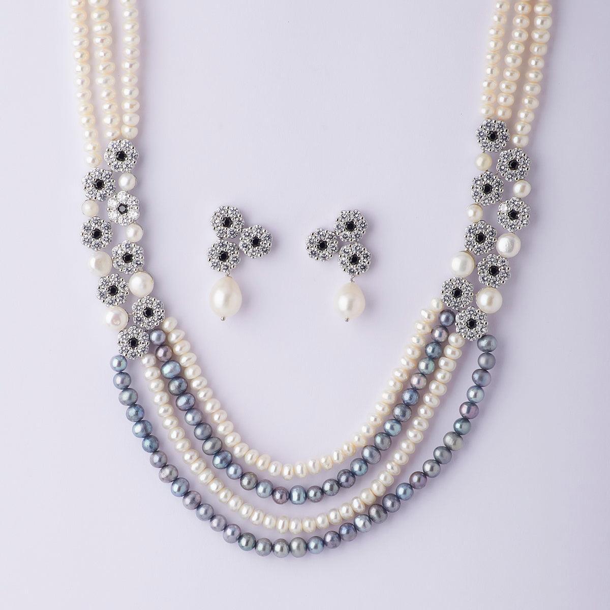 Floral Real Pearl Necklace Set - Chandrani Pearls