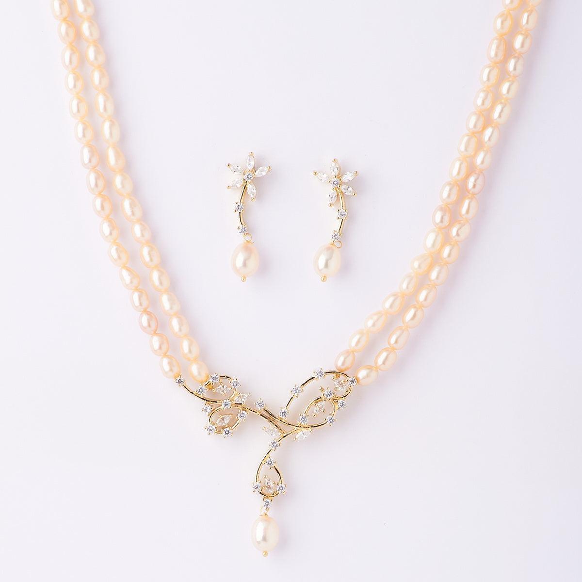 Floral Real Pearl Necklace Set - Chandrani Pearls