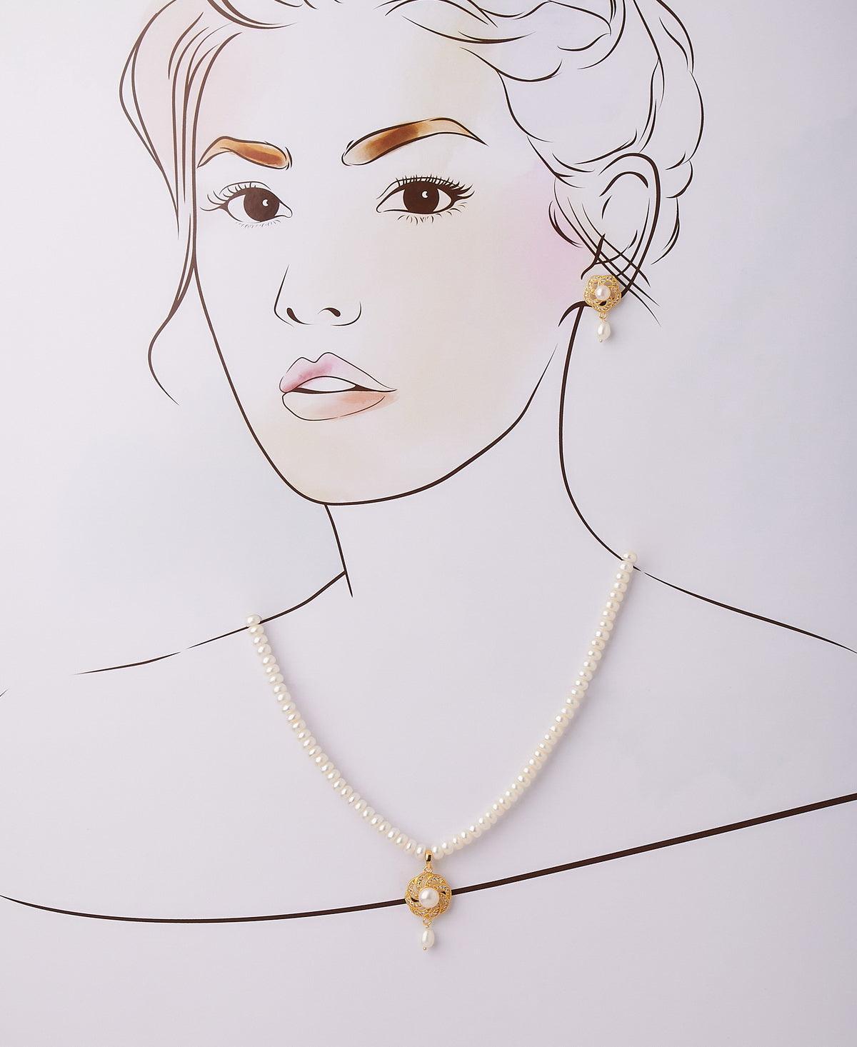Floral Real Pearl Necklace Set - Chandrani Pearls