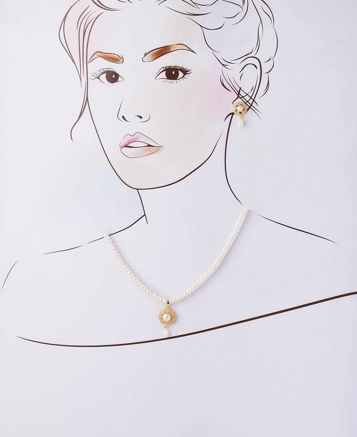Floral Real Pearl Necklace Set - Chandrani Pearls