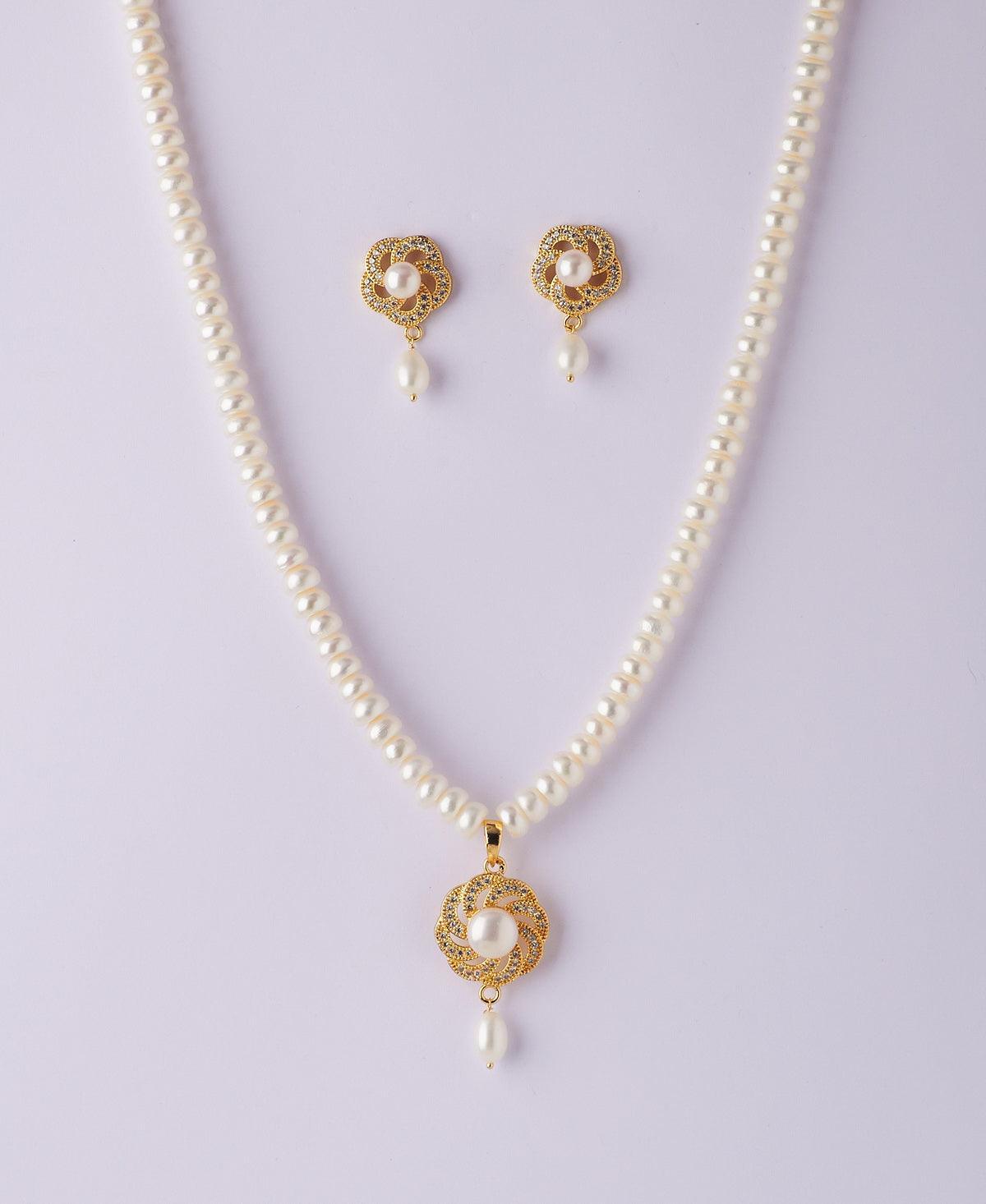 Floral Real Pearl Necklace Set - Chandrani Pearls