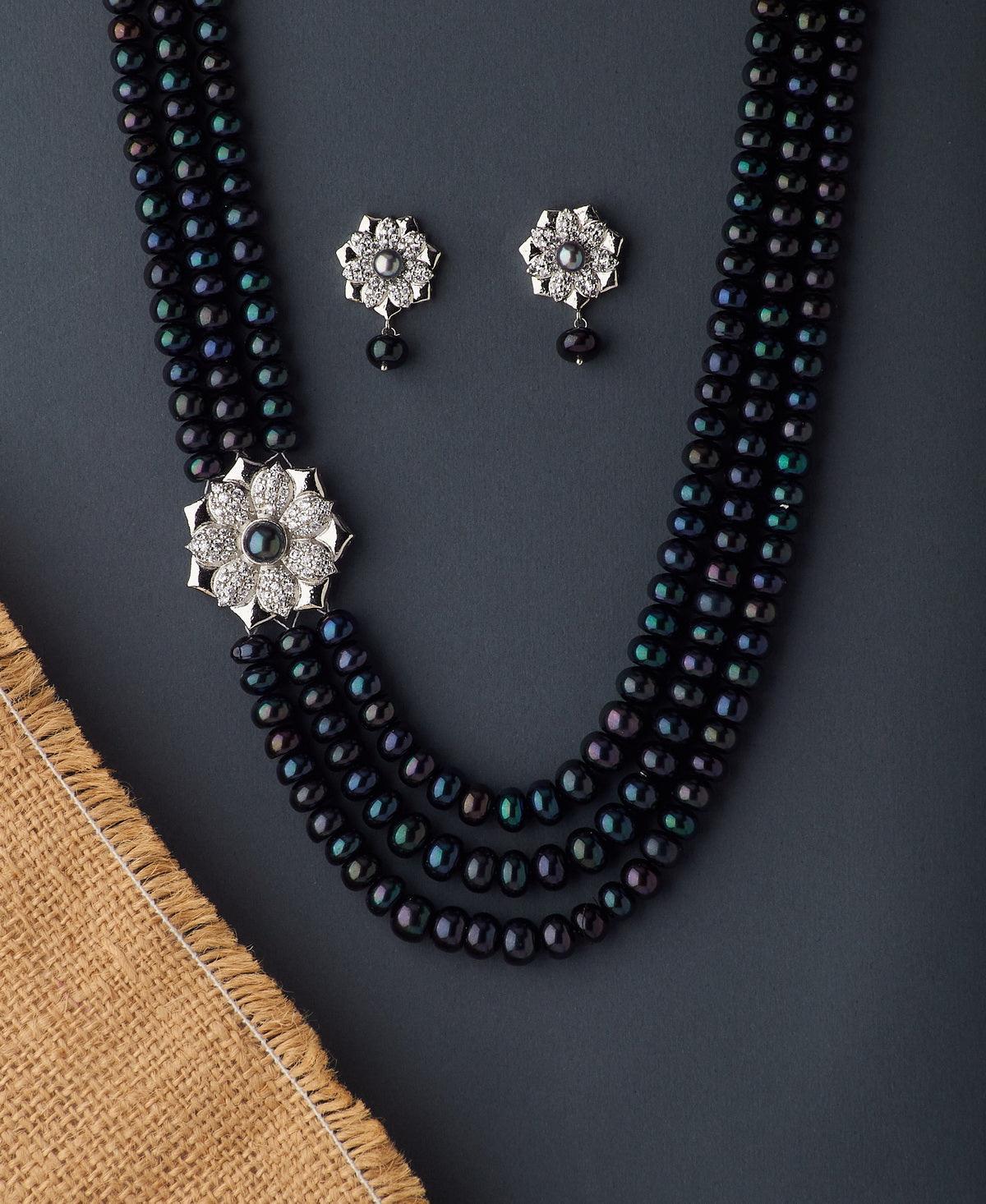 Floral Real Pearl Necklace Set - Chandrani Pearls