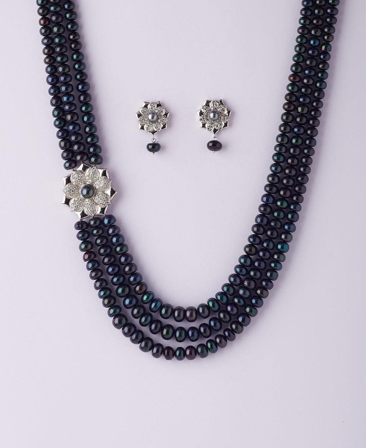 Floral Real Pearl Necklace Set - Chandrani Pearls