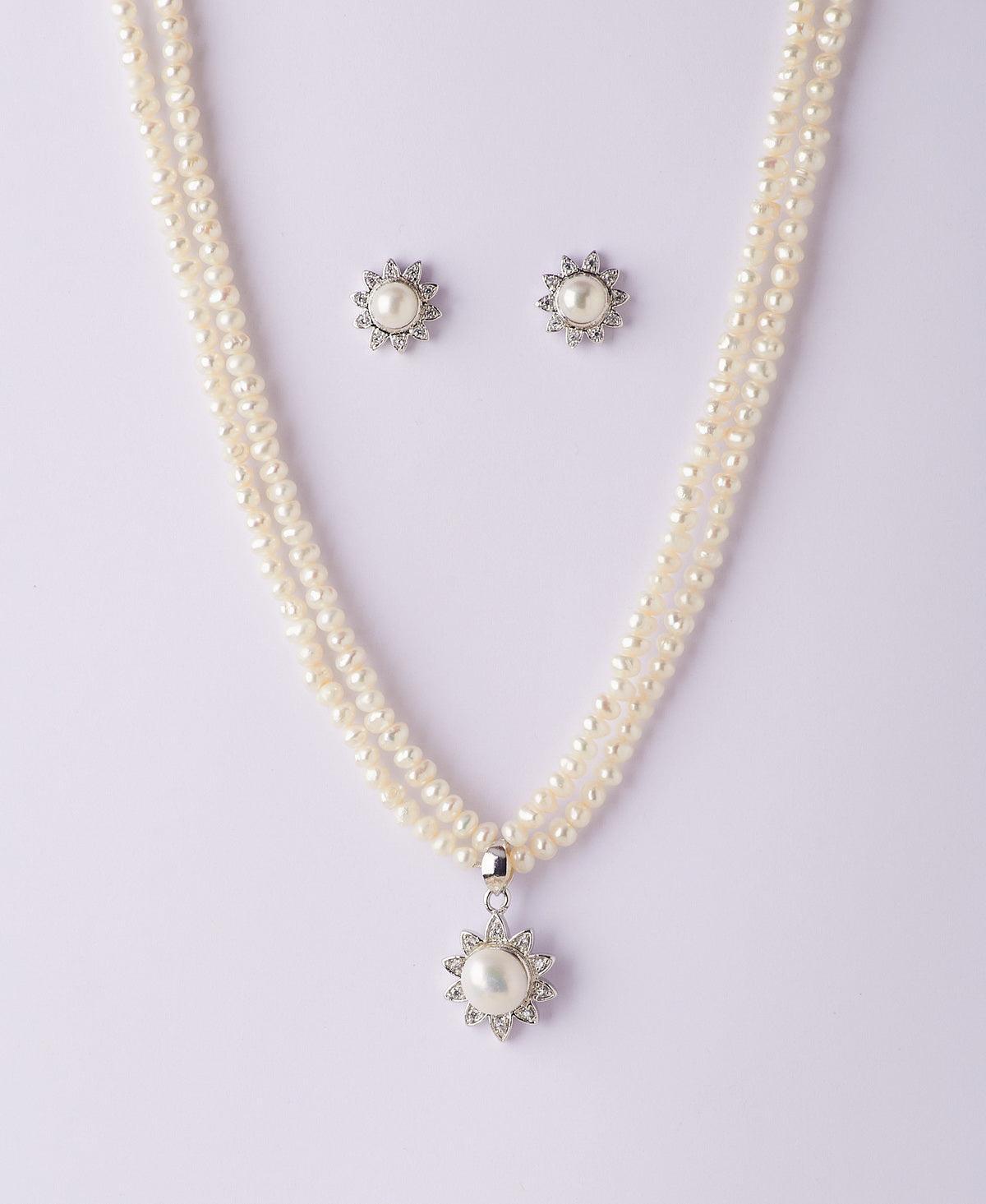 Floral Real Pearl Necklace Set - Chandrani Pearls