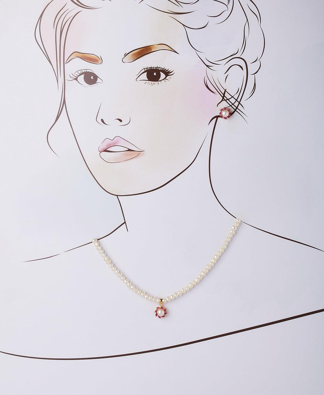 Floral Real Pearl Necklace Set - Chandrani Pearls