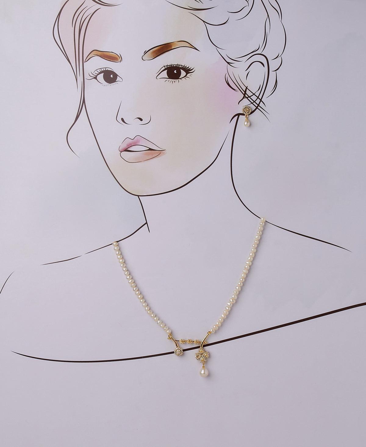 Floral Real Pearl Necklace Set - Chandrani Pearls