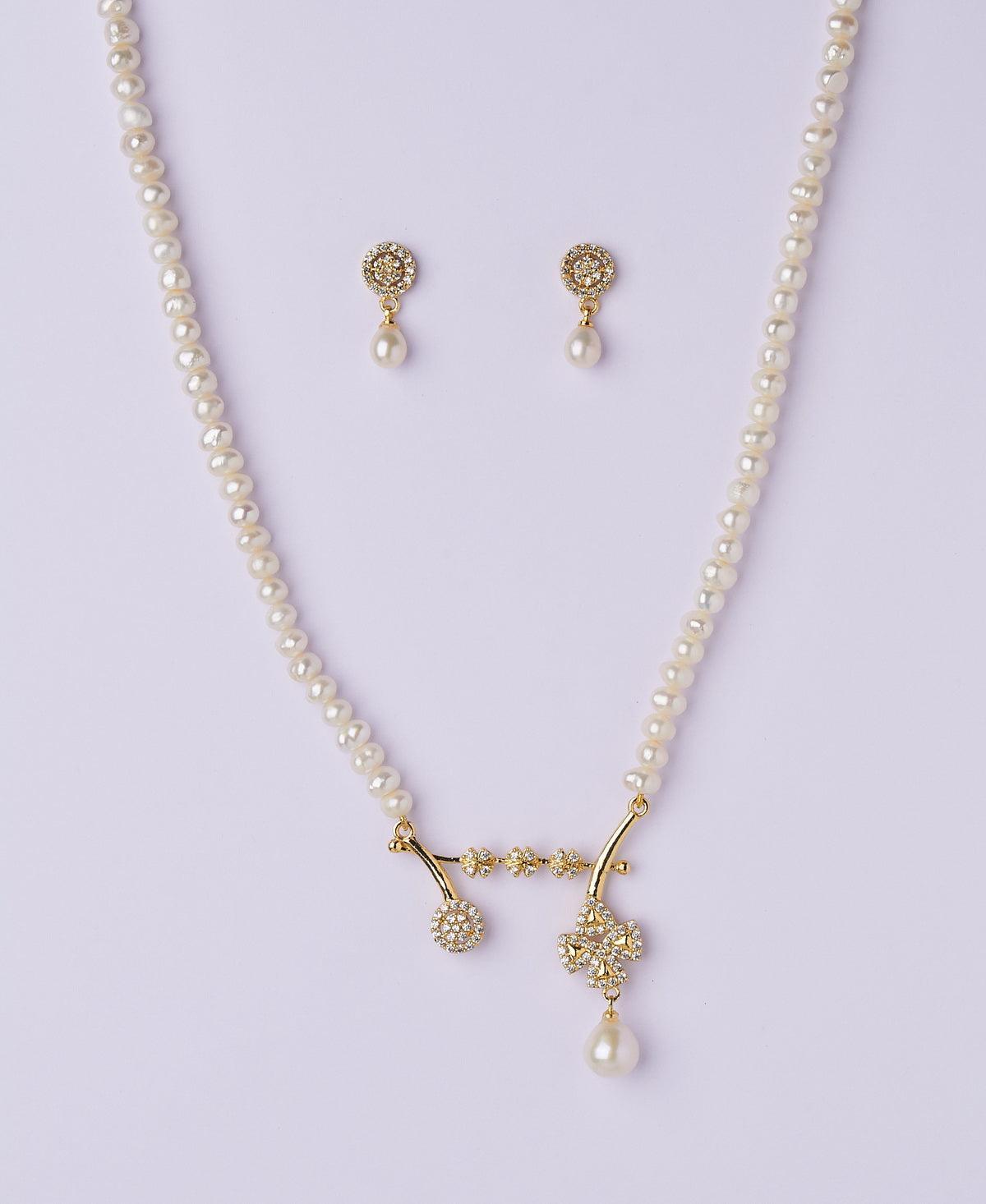 Floral Real Pearl Necklace Set - Chandrani Pearls