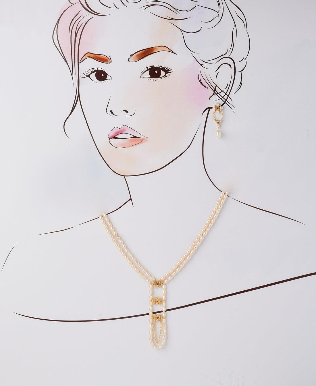 Floral Real Pearl Necklace Set - Chandrani Pearls