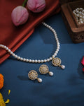 Floral Single line Necklace Set - Chandrani Pearls