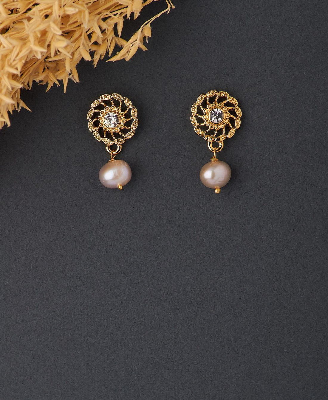 Floral Stone Studded Pearl Earring - Chandrani Pearls