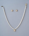 Floral Stone Studded Pearl Necklace Set - Chandrani Pearls