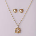 Floral Stone Studded Pearl Pendant Set - Chandrani Pearls