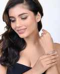Floral Stone Studded Silver Bangle - Chandrani Pearls