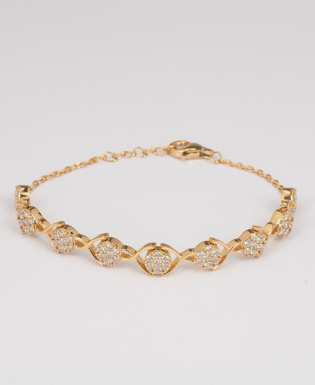 Floral Stone Studded Silver Bracelet. - Chandrani Pearls
