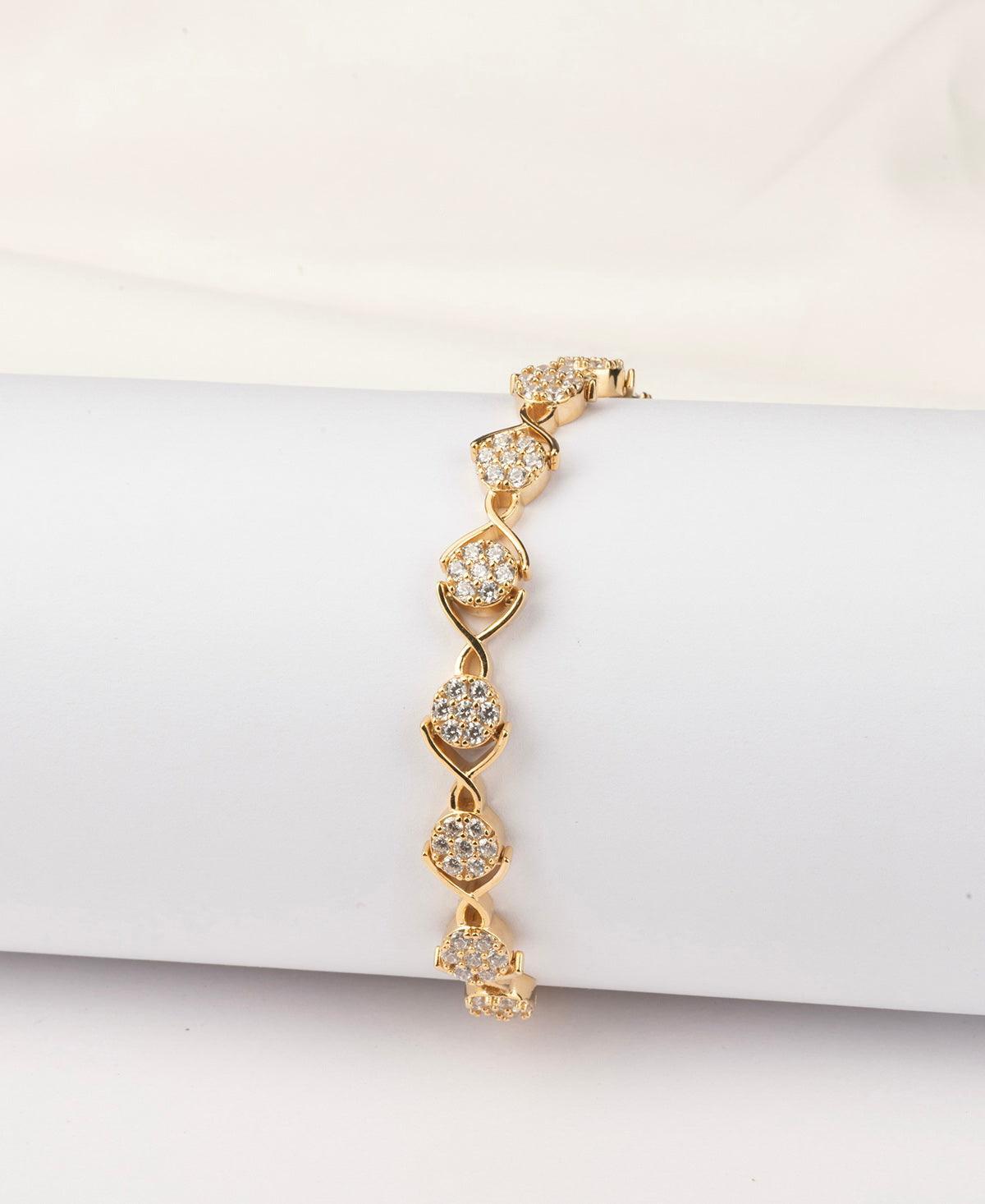 Floral Stone Studded Silver Bracelet. - Chandrani Pearls