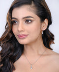 Floral Stone Studded Silver Pendant Set - Chandrani Pearls