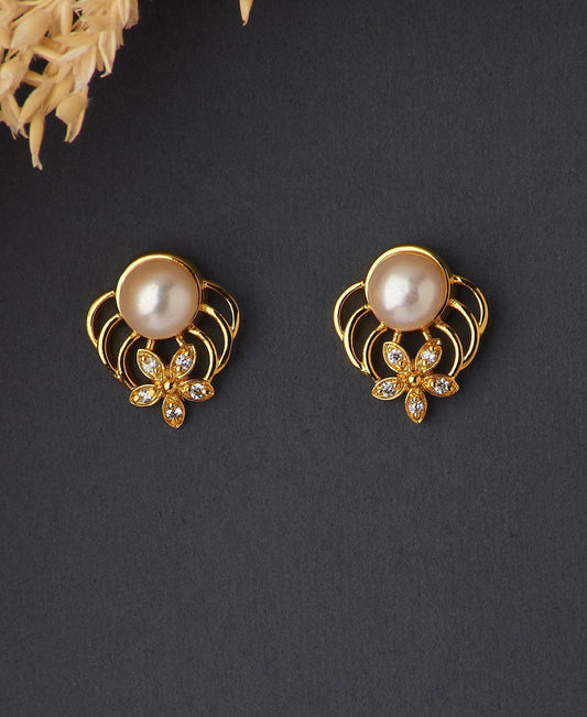 Floral Stud Pearl Earring - Chandrani Pearls