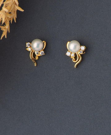 Floral White Pearl Stud Earring - Chandrani Pearls