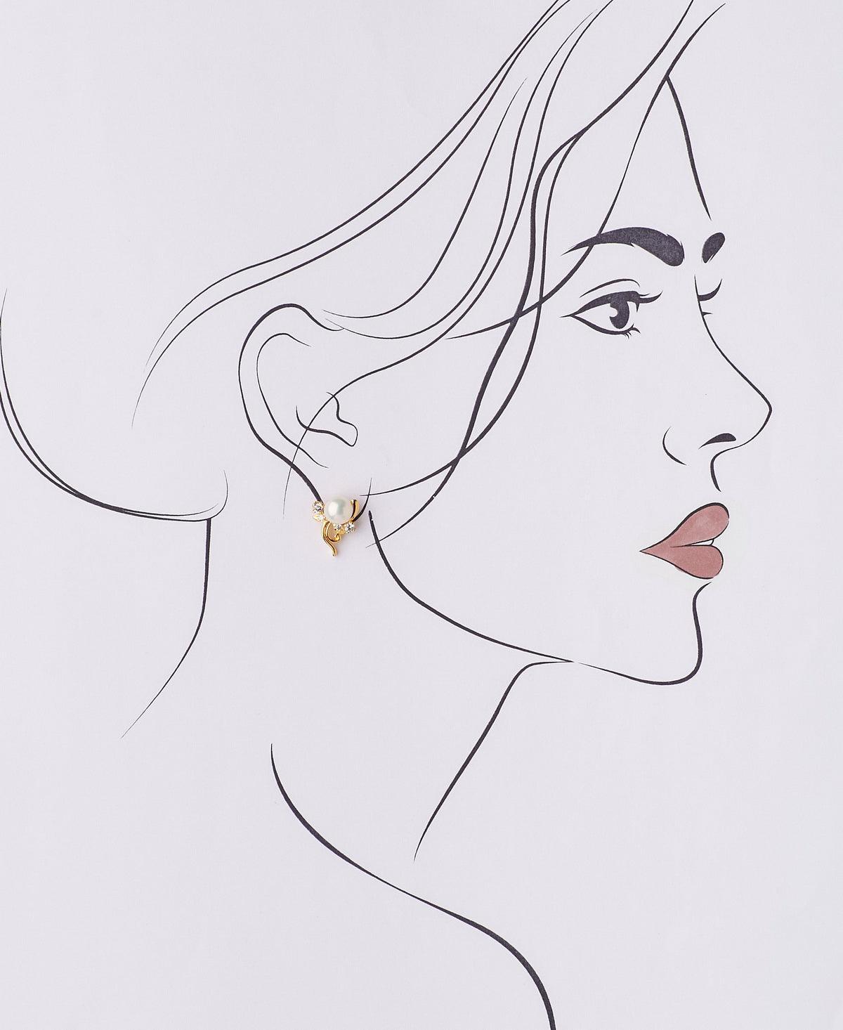 Floral White Pearl Stud Earring - Chandrani Pearls