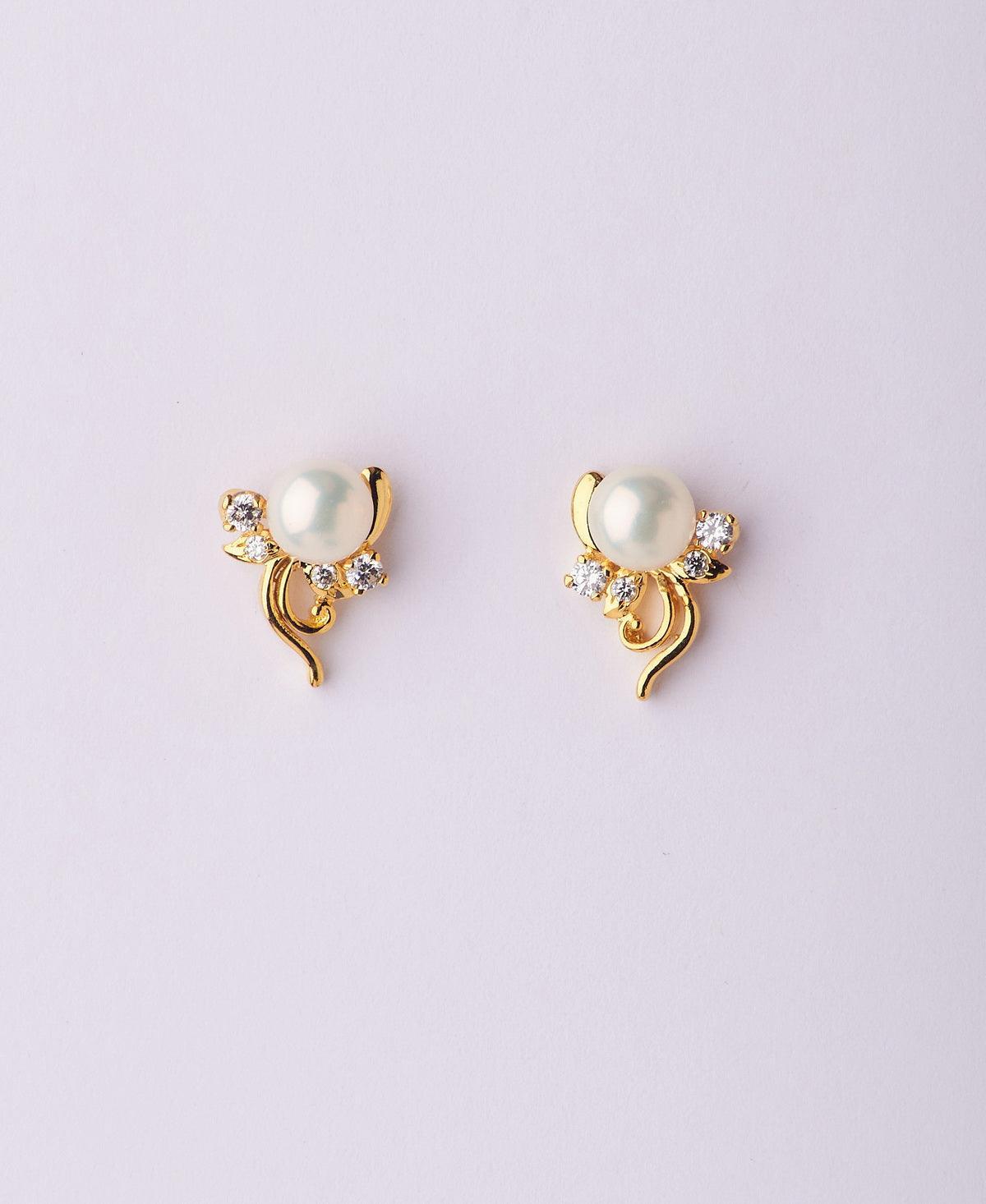 Floral White Pearl Stud Earring - Chandrani Pearls