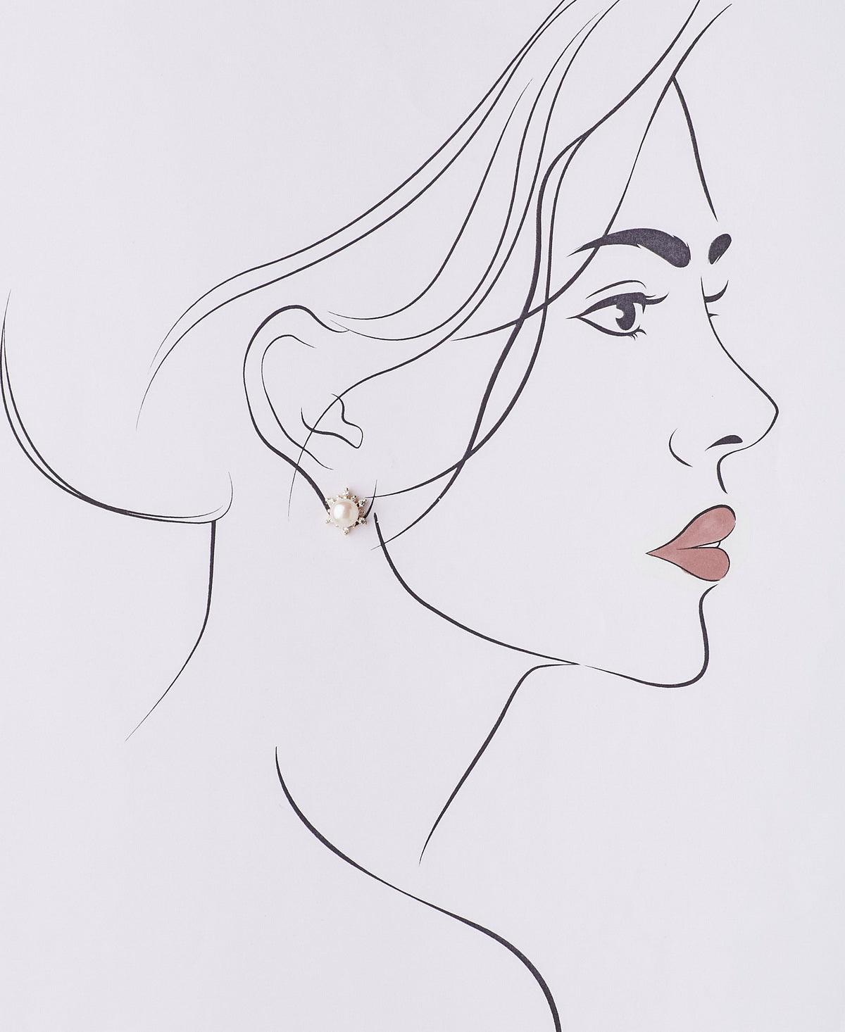 Floral White Stud Pearl Earring - Chandrani Pearls