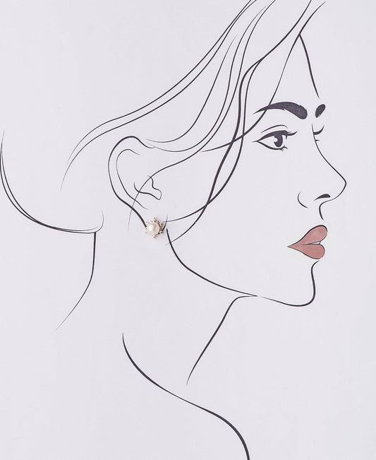 Floral White Stud Pearl Earring - Chandrani Pearls