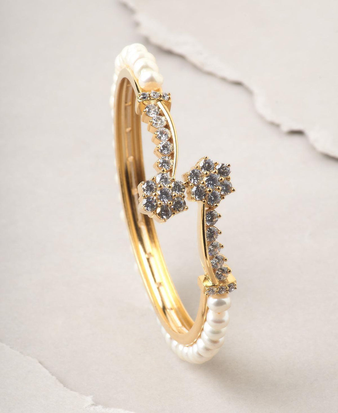 Floral and Classy Pearl Bangle - Chandrani Pearls