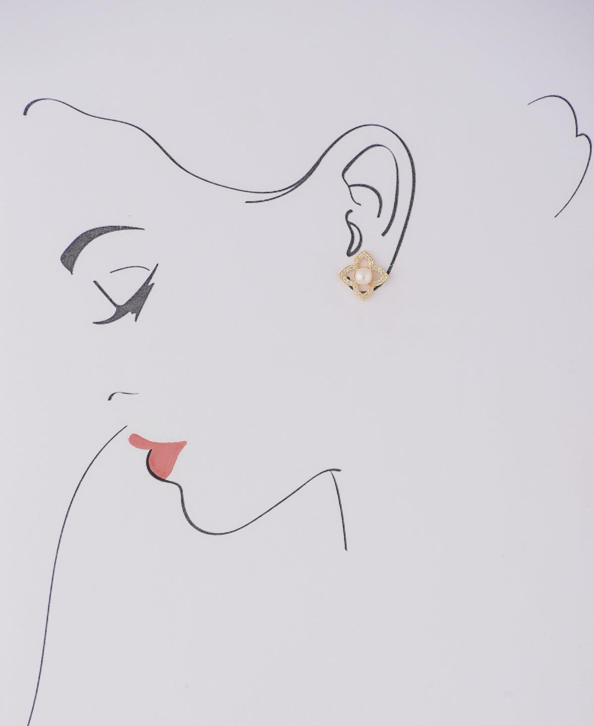 Floral and Simple Real Pearl Stud Earring - Chandrani Pearls