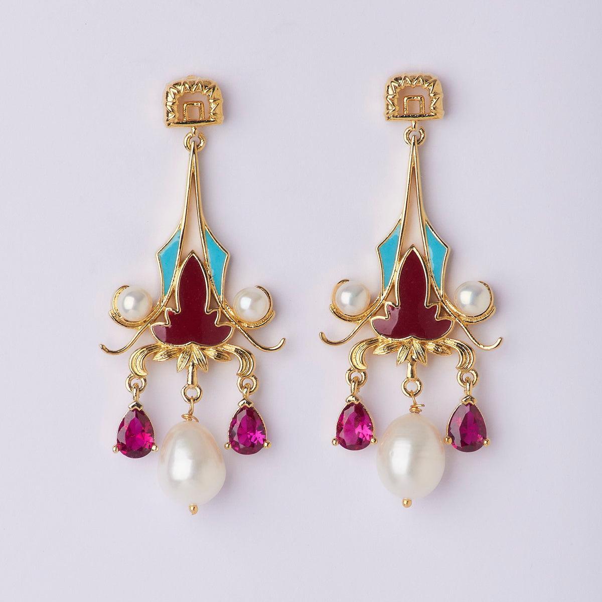 Floret Dewdrops AD Stone Pearl Jhumka - Chandrani Pearls