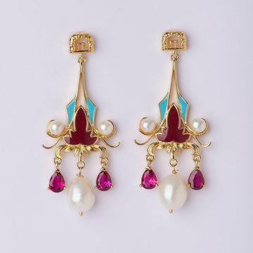 Floret Dewdrops AD Stone Pearl Jhumka - Chandrani Pearls