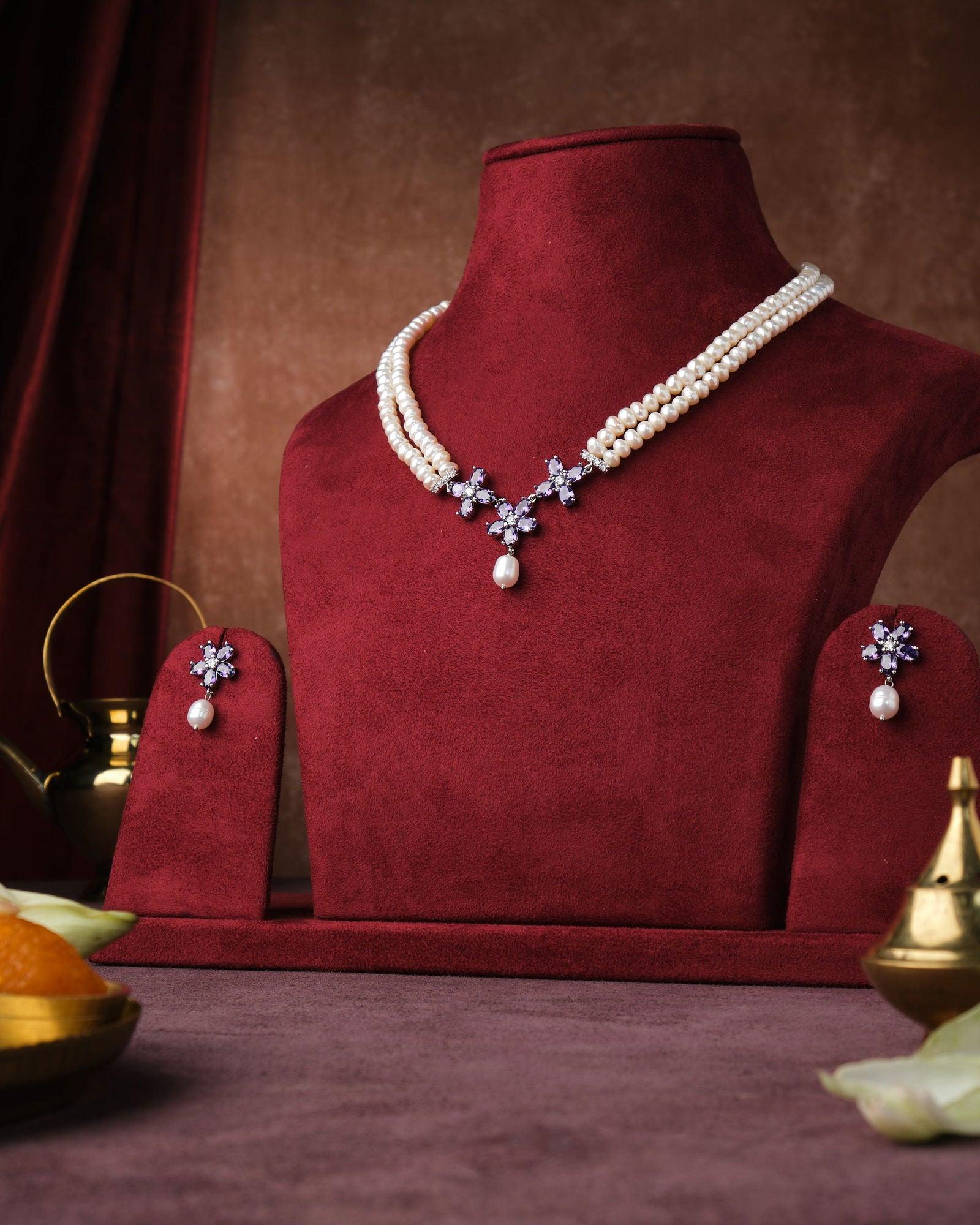 Florial Pearl Necklace Set - Chandrani Pearls