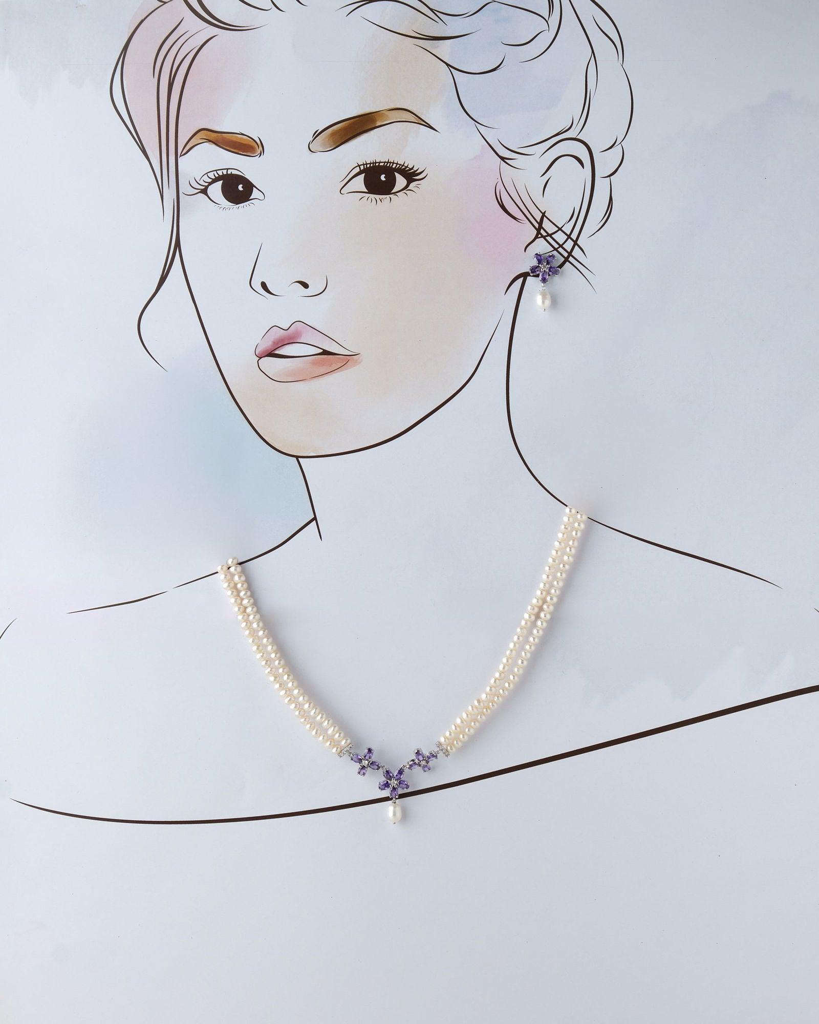 Florial Pearl Necklace Set - Chandrani Pearls