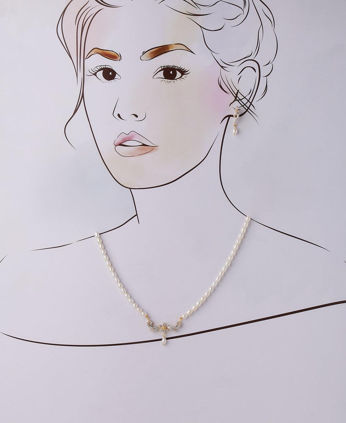 Florial Stone Studded Pearl Necklace Set - Chandrani Pearls