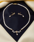 Florial Stone Studded Pearl Necklace Set - Chandrani Pearls