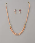 Florial Stone Studded Pearl Necklace Set - Chandrani Pearls