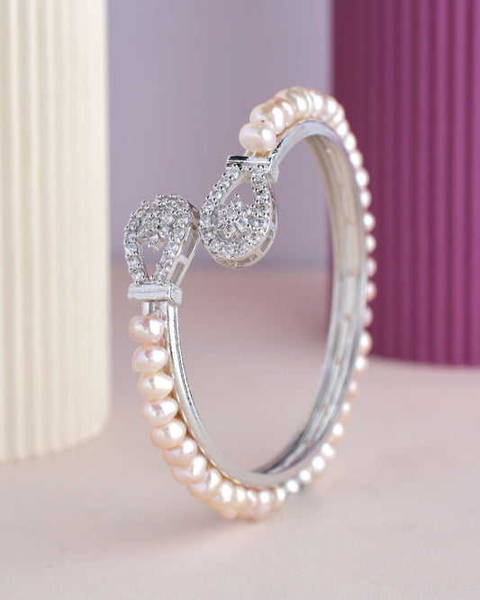 Flory White Pearl Bangle - Chandrani Pearls