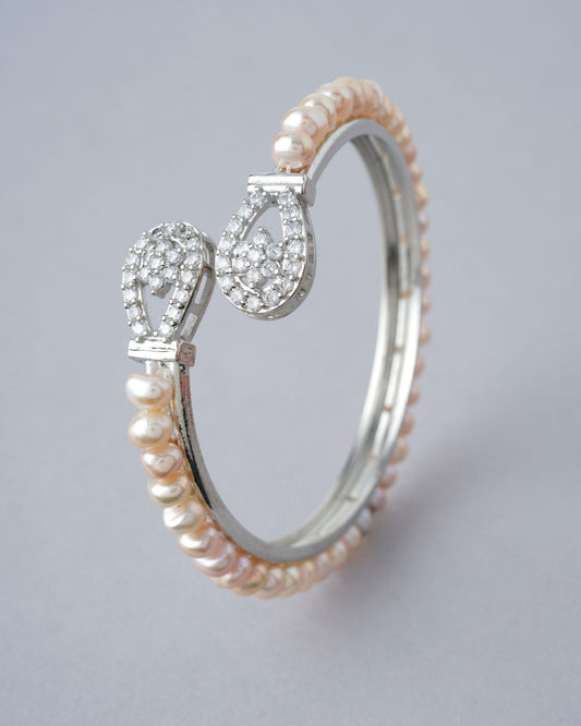 Flory White Pearl Bangle - Chandrani Pearls