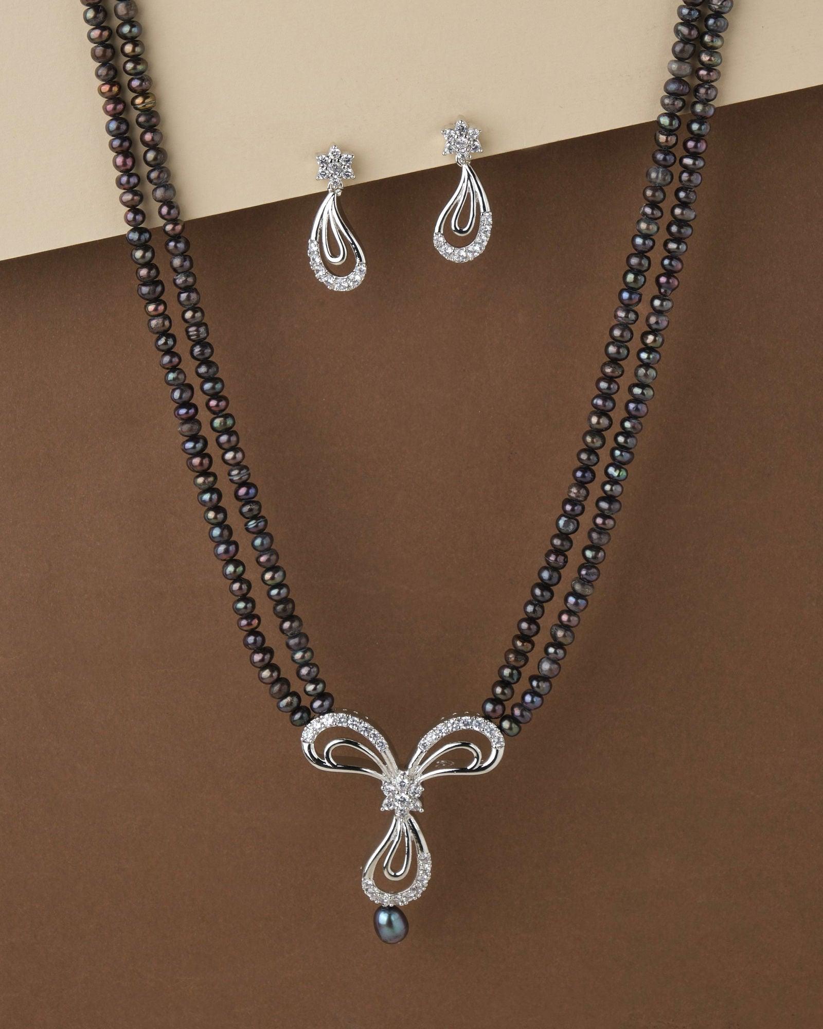 Friends Of Bride Black Pearl Necklace Set - Chandrani Pearls