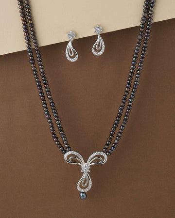 Friends Of Bride Black Pearl Necklace Set - Chandrani Pearls