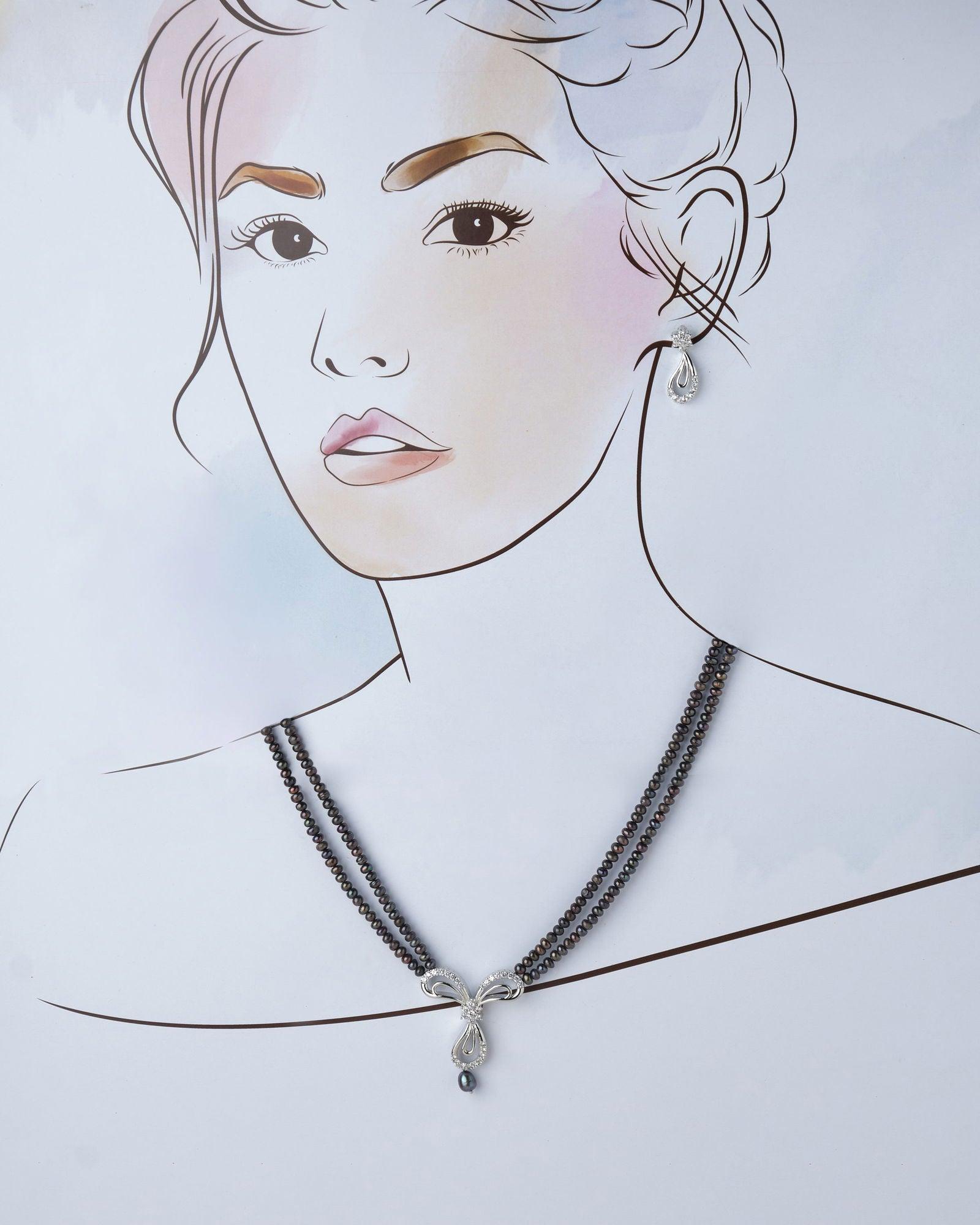 Friends Of Bride Black Pearl Necklace Set - Chandrani Pearls